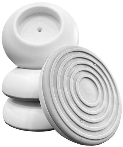 BOMI Elefantenfüße 4er Set rund, Weiß I Wandschutzpads für Treppenschutzgitter ohne Bohren & Türschutzgitter I Antirutsch-Funktion I Wandpads zum Klemmen I Hochwertiges Zubehör für Kinderschutzgitter