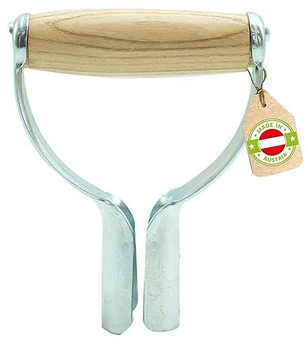 D-Handtag Av Järn Och Trä | Reservdel För Spade | Lämplig För Handtag Med DM 3 Till 4 cm | Tillverkad i Österrike