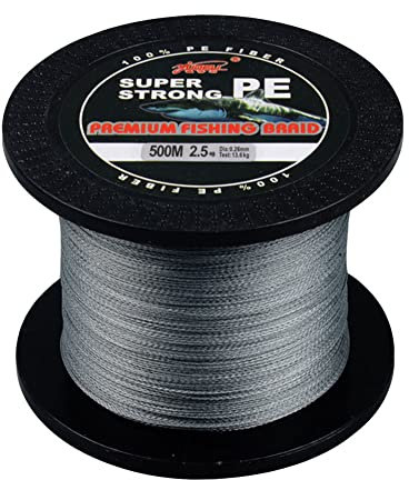 L SERVER Angelschnur Geflochten 500m/4 Geflochtene Angelschnur PE Bissfeste Angelschnur Ködern Angelschnur 4.8-40.2kg, Grau, 2.0 (0.23mm/12.7kg)