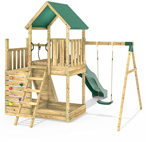 Rebo® Modular Wooden Climbing Frame Adventure Playset - M3 / M4 | OutdoorToys | Kids' Outdoor Wooden Garden Play Equipment, Children's Jungle Gym