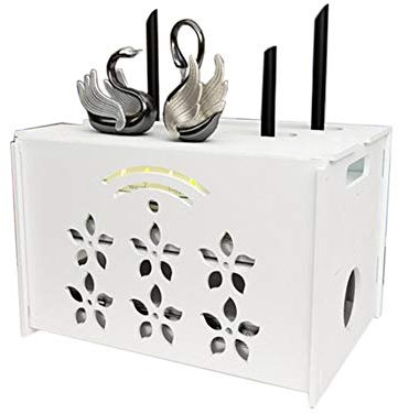 TV Ceiling Wall Mounts WiFi Router Cable Plug Wire Storage Box Television Settop Box Wall Mounting Shelf, Double Layer Functional Storage Shelf (Color : B)