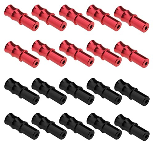 ECSiNG 10 x schwarze Schaltkabelendhülsen und 10 x rote Bremskabel-Endhülsen für 4 mm Schaltkabel und 5 mm Bremskabel, Aluminiumlegierung