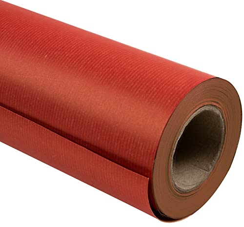 RUSPEPA Kraftpapierrolle, Rot, 44,5 cm X 30 m, Recycelbar, Gefärbt, Liniert, Braunes Kraftpapier, Perfekt Für Kunsthandwerk, Kunst, Verpackung, Post, Versand, Staumaterial Und Pakete