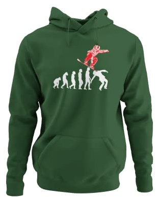 knut Fashion & Streetwear Entwicklung und Evolution Outfit Snowboarder Herren Hoodie mit Snowboad Downhill Jump Design Männer Kapuzenpullover Snowboarding Bekleidung große Größen S - XXXXXL