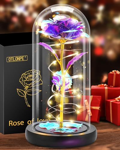 Otlonpe Geschenke für Frauen, Ewige Glas Rose Personalisierte Geburtstagsgeschenk für Frauen Freundin Mama Oma Frau Valentinstag Weihnachts Muttertags