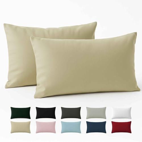 Dreamzie - Kuddfodral 40x60 Renforcé Bomull (Set om 2) - Beige - Tätt vävd med 57 trådar/cm² - Kudde 40 x 60 cm - Oeko Tex-certifierad