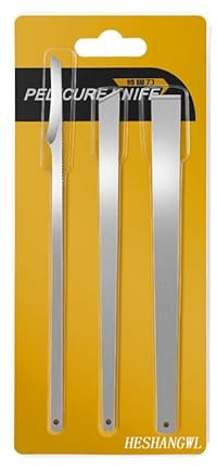 3PCS Stainless Steel ingrown toenail Pedicure Knife Set, Professional Foot Skin Scraper Repair Sharp Blade kit for Nail Corn Callus Paronychia Treatment (with Holes)