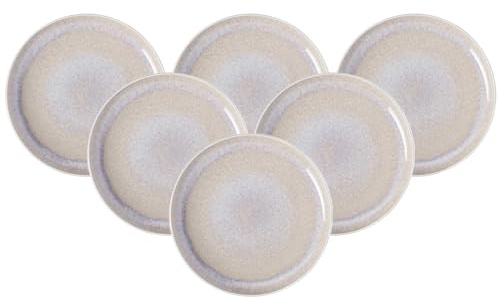 Villeroy & Boch like. by Perlemor Sand Speiseteller 6er Set, 27 cm, Teller im Pottery Look mit Effektglasur, Premium Porzellan
