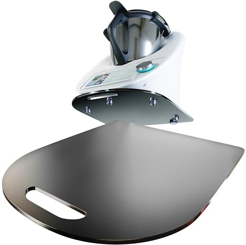 Gleitbrett für Thermomix TM6 TM5, Acrylglas schwarz, Rollbrett für Küche | Müheloses Verschieben ohne Beschädigung der Waage, Premium-Acrylglas, Küchen-Zubehör, Gleiter
