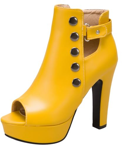 Lroey Reoly Sandales Femme, Sandales Gladiateur à Bout Ouvert et Talon Haut Zip Bloc Sandales avec Plateforme Eyelets, Taille 34-50