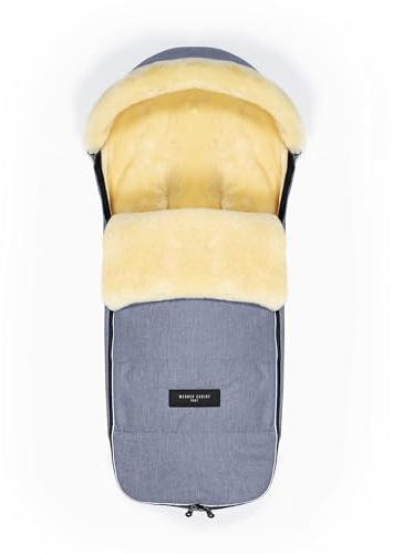 Werner Christ Baby, Sacco per Passeggino Invernale in Pelle D'agnello Ladis – Sacco Termico Passeggino da Viaggio (Bambini da 6 a 36 Mesi) Blu