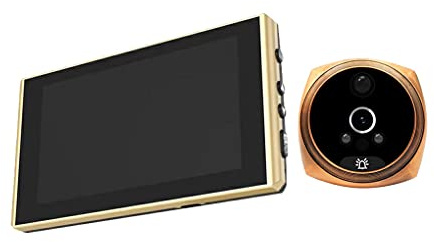 Guangcailun 1080P Video Doorbell Peephole Viewer High-definition Intercom Door Camera 160-Degree Angle Visual Doorbells Outdoor, Gold