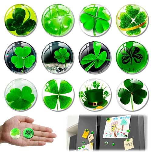 TECHEEL 12 Stück Magnete Kühlschrank Kinder Kühlschrankmagnete Dekorative Magnete Patrick's Day Kristallglas Kühlschrankmagnete,Geeignet für Heimdekoration,Magnettafeln, Magnet an Schließfächern.