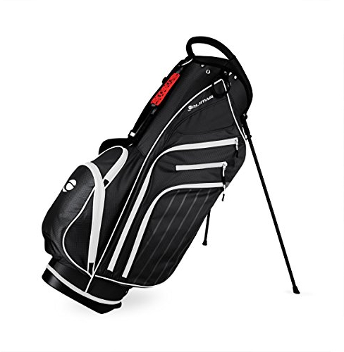 Orlimar SRX 14.9 Golftasche, schwarz/weiß, leicht, 14 Schlitze, Golfschlägertasche für Herren, mit Veloursfutter, Wertsachentasche mit wasserdichtem Reißverschluss, gepolstertem Doppel-Tragegurt,