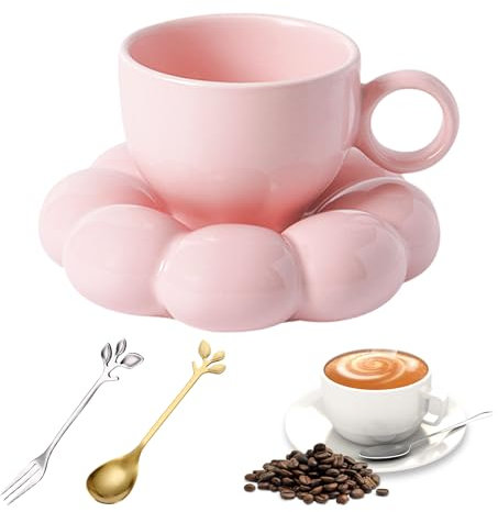 Ensemble de tasses à café de 250 ml avec soucoupes : tasses à cappuccino en céramique, ensemble de tasses à expresso avec sous-verres, fourchettes et cuillères, tasses à expresso pour thé, café,