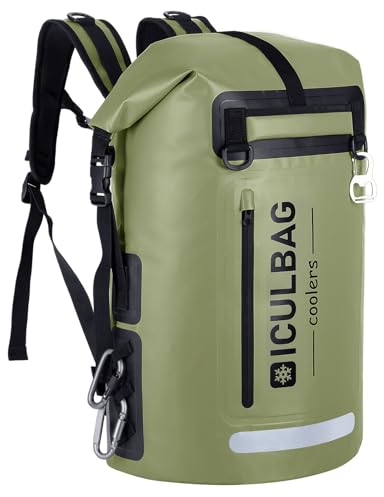 Iculbag 35L Kühlrucksack für Erwachsene 12h Kühlleistung für 48 Dosen,Faltbare Kühltasche für Picknick,Camping Reisen kühltasche Rucksack strandzubehör