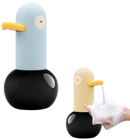 Automatischer Seifenspender, berührungslos, niedliche Ente, berührungslos, schäumender Handseifenspender, 400 ml, wiederaufladbarer Seifenspender für Badezimmer, Küche (blau)