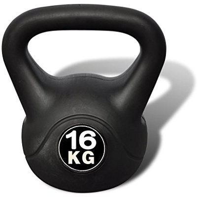 Gecheer Kettlebell Kugelhantel Trainingshantel aus Beton Mit Einer Kunststoffummantelung,Trainingshantel Fitness-Kugelhantel 23 x 23 x 32 cm,Beton mit Kunststoffummantelung, Kettlebell wiegt 16kg.