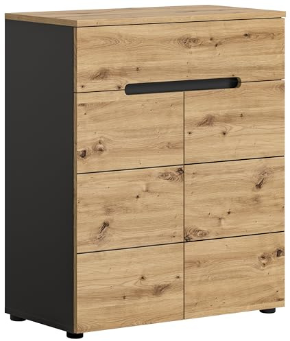 xonox.home - Schuhkommode Canu 80x94x37 cm in Front Artisan Nb Korpus Basalt grau Nb Absetzung Artisan Nb - Schuhschrank Kommode Stauraumschrank - modern und funktional