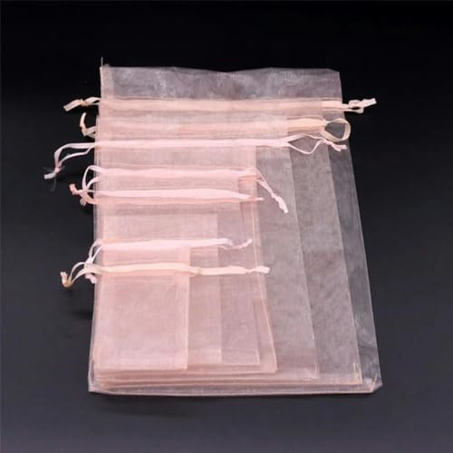 WZBAO 100 Stück Organza-Beutel, transparente Organza-Geschenkbeutel mit Kordelzug, Schmuck-Bevorzugungsbeutel, Weihnachts-Süßigkeits-Hochzeits-Party-Beutel, 10 x 15 cm