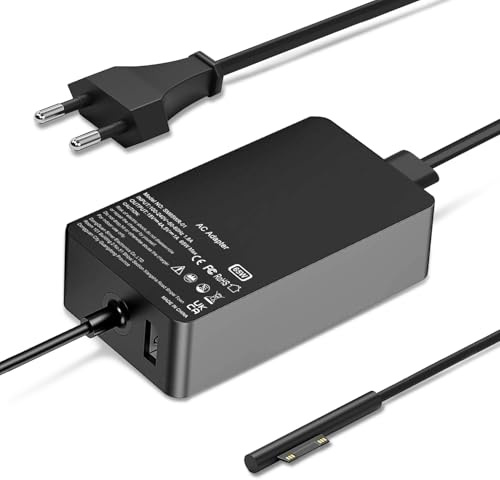 YHNZXCD Chargeur pour ordinateur portable Surface Pro, chargeur Microsoft Surface Pro 65 W pour Surface Pro 9/8/X/7/6/5/4/3, Surface Laptop 1/2/3 Surface Go 1/2 Surface Book 1/2