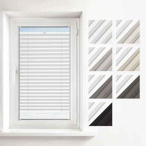 Estika Thermoplissee mit Bohren 130x200 cm Farben: Weiß Verdunkelung Thermoplissee klemmfix für Fenster in verschiedenen Blickdicht erhältlich mit Montagezubehör