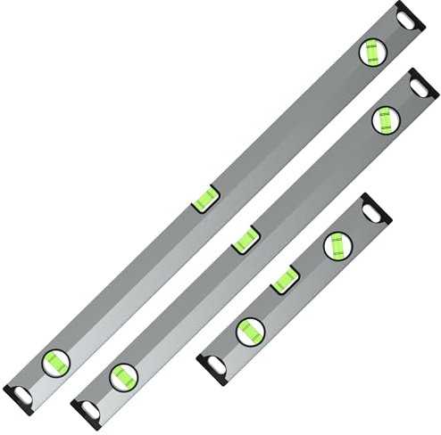 ZENO Spirit Level 3 Set | Shock Proof Spirit Level Set | Torpedo Level with Magnetic Base | 3 Bubbles 45° 90° 180° | Silver | 300mm, 600mm, 1000mm