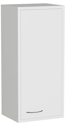 MARAND Hängeschrank Badezimmer Regal mit Regalböden Hochschrank Wandmontage 74 cm - Moderne Badezimmer möbel mit Türen - Matt Weiß