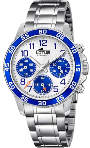 LOTUS Orologio Bambino Analogico Acciaio Inox 316L Argento - Cronografo al Quarzo - Vetro Minerale Resistente - Impermeabile 5 ATM 18580/7 - Junior Collection Con Bracciale Regalo