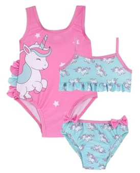 Chicco, Baby Badeanzug, Set mit 2 Einhorn-Badeanzügen, Einteiler und Zweiteiliger Bikini, Bequem und Vielseitig, Ideal für das Meer oder den Pool, Mädchenkleidung, Italienisches Design
