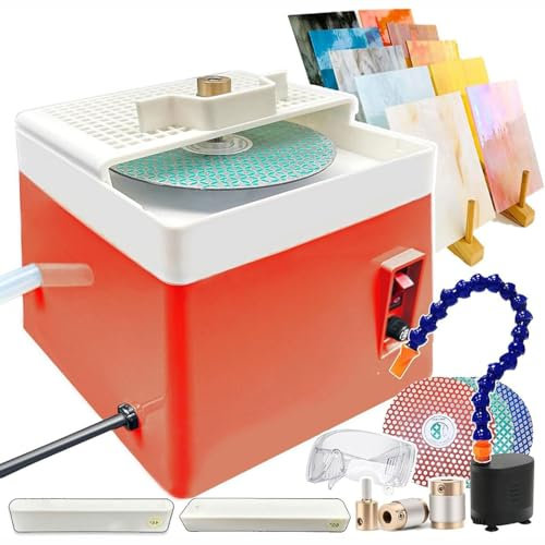 EORNYHQMY Amoladora Angular De Vidrio Profesional, Kit De Herramientas De Inicio para Vidrieras, con Cabezal De Molienda, Disco De Esmerilado, para Manualidades De Vidrio De Bricolaje