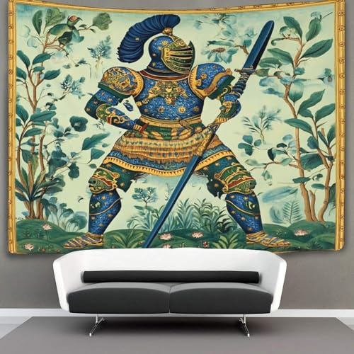 kaiyun Mittelalterlicher Stil Tapisserie Ritter Wandteppich Wandbehang Für Schlafzimmer Wohnzimmer Schlafsaal 130cmx150cm