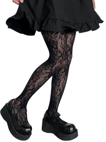 BrightGlow Nätstrumpbyxor för kvinnor, sexiga slitna strumpbyxor med spets, elastiska, hög midja, fisknät, leggings, muste, nätstrumpor, spetsstrumpor, mode, nätstrumpor, svart, one size