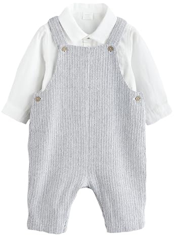 NEXT Bambini Completo salopette e body per neonato in 100% cotone | Neonato, Questo completo da 2 pezzi è composto da una morbida salopette in cotone a righe