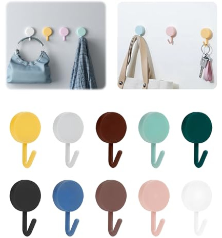 Petit Crochet Adhésif Mural, 10 Pcs Crochets Autocollant Adhesif Muraux Sans Percer ni clous, Pour Accroche Salle de Bain, Cuisine, Plafond, Accrocher, Mural, Porte, Peignoirs, Porte Serviette