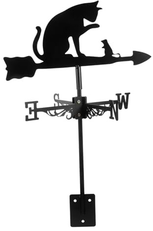 BAZEITFLOW Girouette Chat Acier Inoxydable Durable Indicateur Directionnel Décoratif pour Jardin Extérieur Ornements Résistants pour Cour et Pelouse