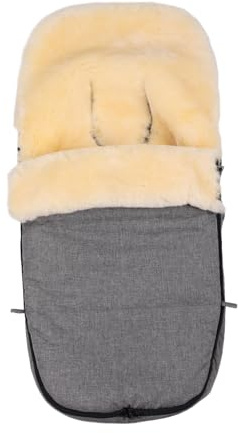 Merauno Saco de piel de cordero para cochecito de bebé, saco de abrigo para cochecito, resistente al viento y al agua, termorregulador, cremallera completa, 90 x 50 cm (gris claro)