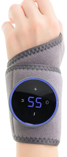 Termiskt handledsbandage | 1 200 mAh justerbara handvärmare med massage, värmedyna för handled och tumme | för återhämtning efter träning avslappning utomhus fitness inomhus S