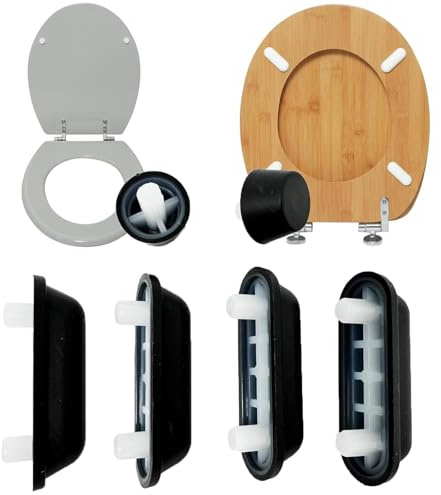Set di 6 cuscinetti di ricambio per sedile WC, in plastica nera, antiurto, universali, con cuscinetti e paracolpi durevoli per ridurre il rumore, antiscivolo, kit di ricambio per coperchio e