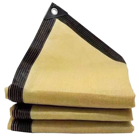 Malla de protección solar de 6 pines con ojales para jardín al aire libre, malla de protección solar para pérgola, cochera y piscina (beige, 4 x 8 m)