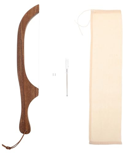 Mikikit Couteau Bois Lame Dentelée en Métal Manche Ergonomique en Bois D’Acacia Trancheuse à Anti-Émiettement pour Usage Domestique pour Baguettes Toasts et Gâteaux Accessoire
