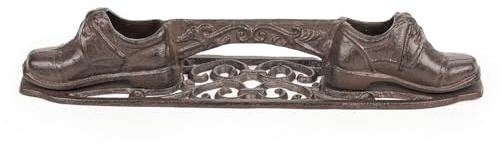 Sungmor Vintage Cast Iron Boot Scraper,Heavy Duty Rustic Brown Shoes Boot Cleaner,Farmhouse Front Door Shoe Scrubber Mat,Decorative Garden Mud Cleaner