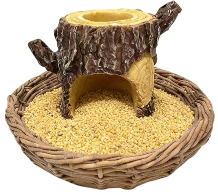 Mangeoires pour oiseaux d'extérieur suspendables, en résine en forme de souche d'arbre | avec porte-nourriture - pour terrasse jardin fenêtre balcon