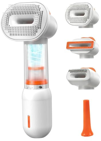 Spazzola aspirante per cani aspirapolvere 4 in 1 per la toelettatura di cani e gatti con funzione autopulente design senza fili strumento per la rimozione del pelo in eccesso per corti e medi