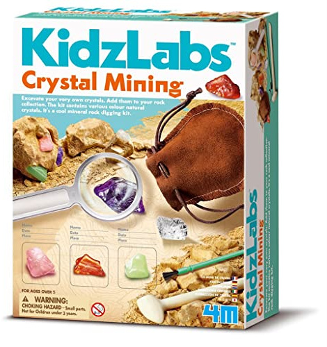 4M KidzLabs Experimentierkasten Kristall-Ausgrabung - für Kinder ab 8 Jahre, Wissenschaft Spielzeug Mint Lernspielzeug Forscher Set Naturwissenschaft Technik Experimente