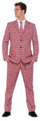 Smiffys, Herren Union Jack Anzug Kostüm, Jackett, Hose und Krawatte, Größe: L, 43520