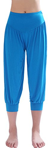 HOEREV Super Soft Modal Spandex Harem Yoga Pilates Byxor Beskurna Byxor,Blå,S
