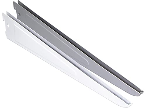 PRIOstahl Regalträger Set 10 Stück 470mm Weiß - 2-Reihig Wandschienen Regalsystem - Stabile Regalhalter bis 55kg für Werkstatt Garage Keller