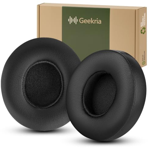 Geekria QuickFit Replacement Ear Pads Compatible with Beats Solo 2 Wireless (B0534) (Not Compatible with Beats Solo2 Wired) On-Ear Headphones Ear Cushions (Black)