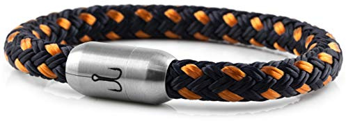 Fischers Fritze Armband Segeltau Makrele marineblau orange - Handgemacht im Geschenkkarton I Maritim & Wasserfest